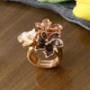 Tri-Color Flower Cluster Ring: Gold-Tone Enamel Women’s Fashion Jewelry
