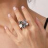 Mixed Stone Cluster Ring: Gold-Tone Irregular Retro Women’s Fashion Jewelry