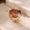 Terracotta Stone Cluster Ring: Gold-Tone Retro Irregular Women’s Fashion Jewelry