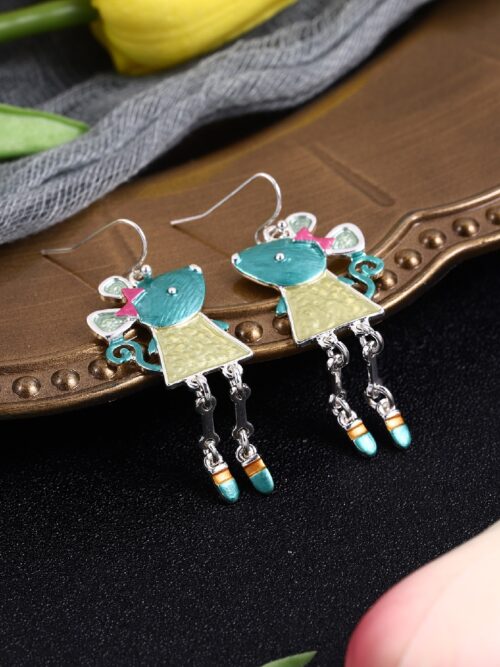 Cute Mouse Dangle Earrings: Cartoon Animal Tassel Drop Earrings for Women Kids