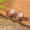 Textured Pearl Layered Stud Earrings: Copper-Tone Women’s Retro Fashion Jewelry