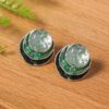 Green Layered Shell Stud Earrings: Iridescent Women’s Daily Fashion Jewelry