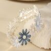 Daisy Flower Cuff Bracelet: Silver-Tone Blue White Women’s Fashion Jewelry