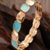 Turquoise & Gold Cluster Bracelet: Irregular Fresh Women’s Fashion Jewelry