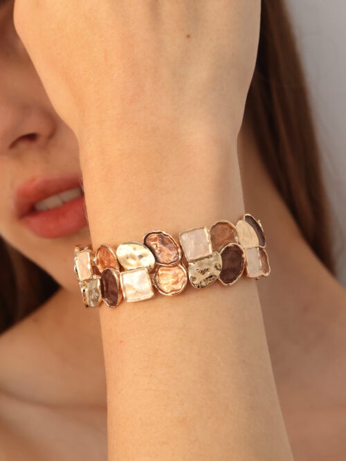 Mixed Tone Cluster Bracelet: Gold-Tone Irregular Fashion Women’s Jewelry
