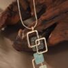 Gold Square Layered Pendant Necklace: Gradient Green Women’s Fashion Jewelry