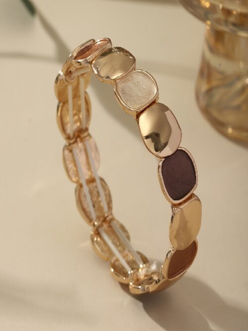 Earthy Tone Cluster Bracelet: Gold-Tone Irregular Fashion Women’s Jewelry