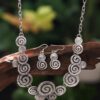 Pastel Spiral Jewelry Set: Rose Gold-Tone Necklace & Drop Earrings Women’s Fashion Jewelry