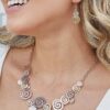 Silver Spiral Statement Jewelry Set: Necklace Set & Drop Earrings Women’s Fashion Jewelry