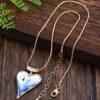 Blue Marble Heart Pendant Necklace: Gold-Tone Women’s Romantic Fashion Jewelry