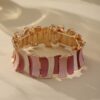 Pink Gradient Enamel Bracelet: Gold-Tone Layered Women’s Fashion Jewelry